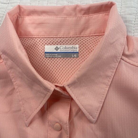 Columbia PFG Sportswear Womens Long Roll Sleeves Coral Button-Up Shirt L Vent - Picture 9 of 10